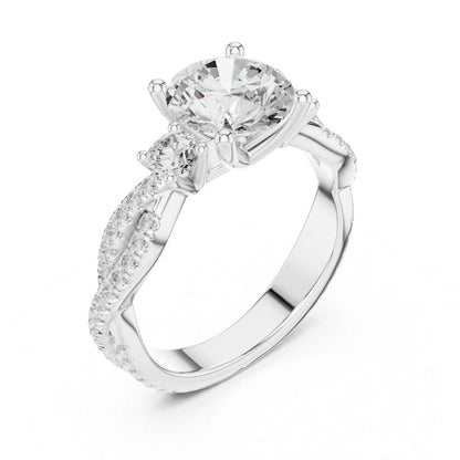 moissanite Diamond ring with a clear gemstone on a white background