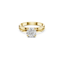 Load image into Gallery viewer, Gold ring with a 1ct moissanite diamond on a white background