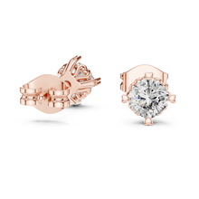 Load image into Gallery viewer, Rose gold moissanite diamond stud earrings on a white background