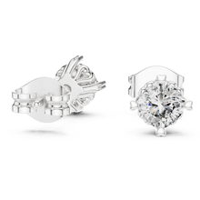 Load image into Gallery viewer, Pair of moissanite diamond stud earrings on a white background