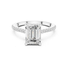 Load image into Gallery viewer, Manvi 2ct Emerald Moissanite Solitaire Diamond Ring for her