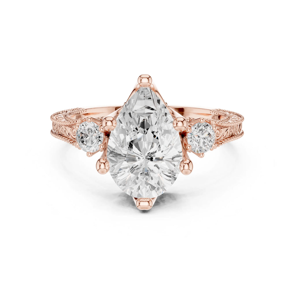 Suhana 2.5ct Pear Moissanite Solitaire Diamond Ring for her