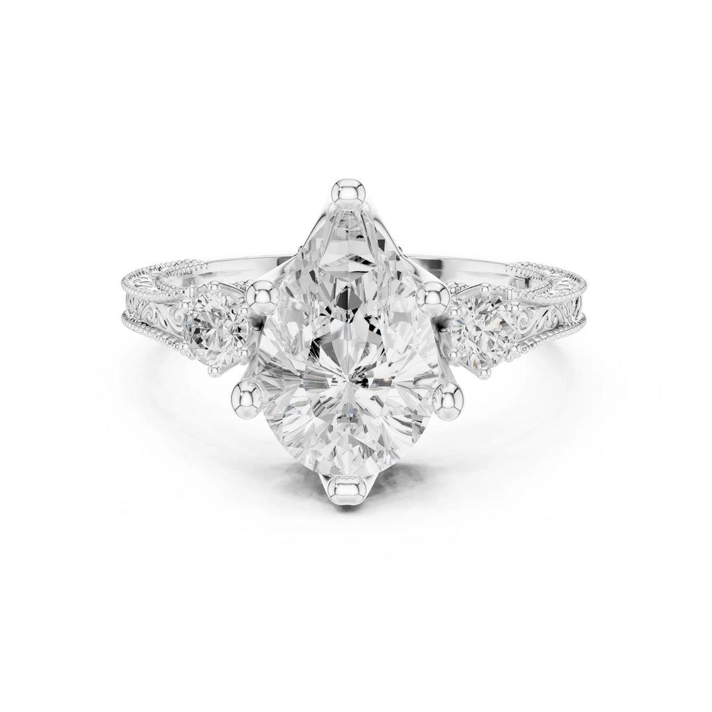 Suhana 2.5ct Pear Moissanite Solitaire Diamond Ring for her