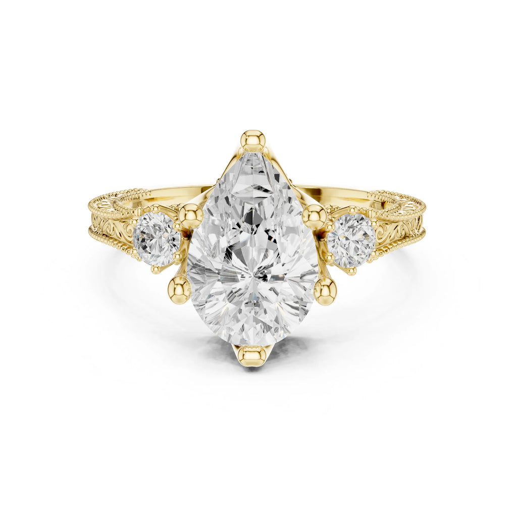 Suhana 2.5ct Pear Moissanite Solitaire Diamond Ring for her