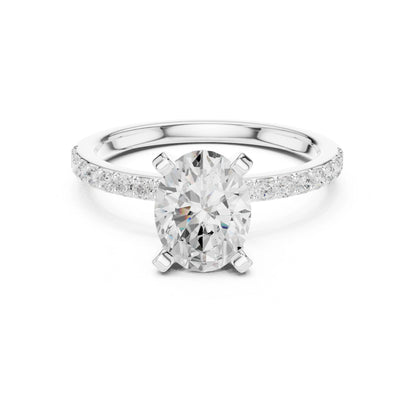 Devika 2ct Oval silver finish Moissanite Solitaire Diamond Ring for her