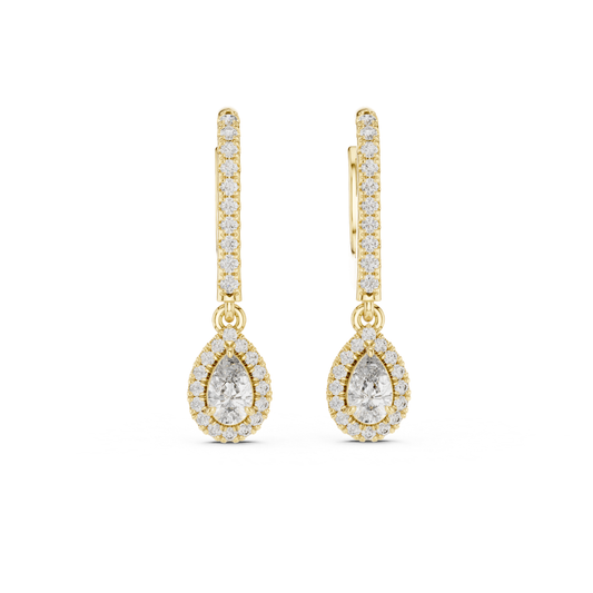 Moissanite diamond earrings on a white background