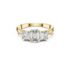 Elara Trinity Cocktail Moissanite Emerald & Princess Diamond Ring for Her