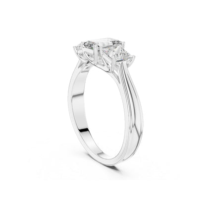 1ct Moissanite Diamond ring with a clear gemstone on a white background