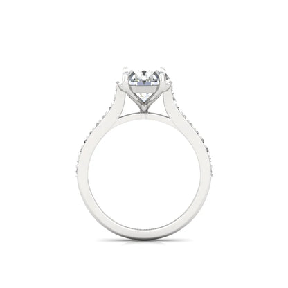 Moissanite Oval Diamond Solitaire Silver Ring