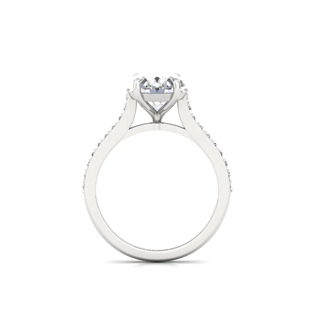 Moissanite Oval Diamond Solitaire Silver Ring