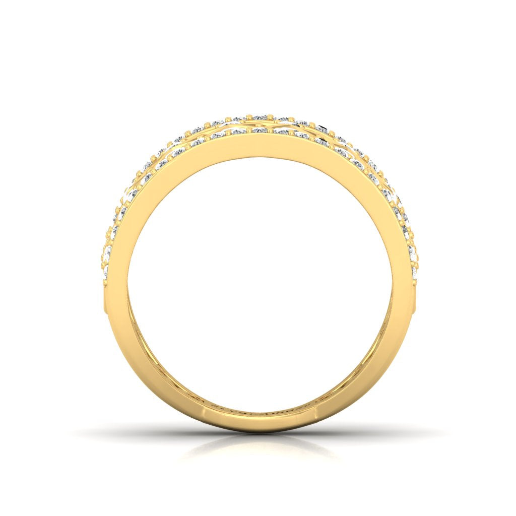  Yellow Gold Silver RIng for Women - SIde View