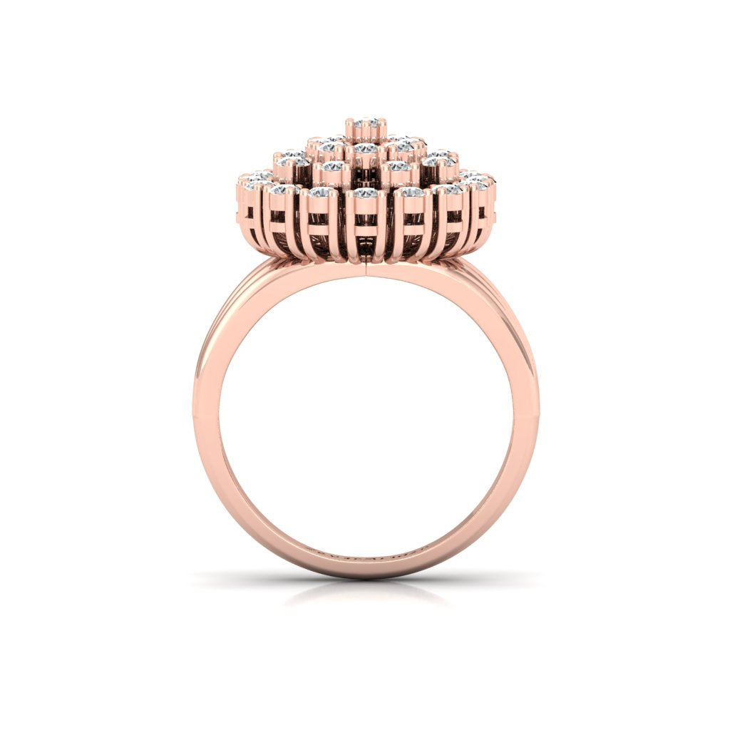 Aarya Multistone Silver Diamond Ring - Rose Gold