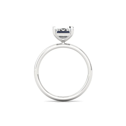 Emerald Moissanite Solitaire Diamond Silver Ring
