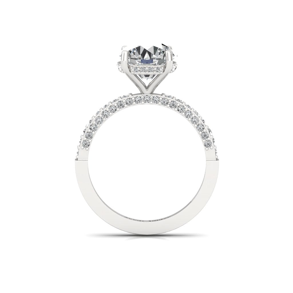 Ellipse | Oval Diamond Ring with Scallop Set Band