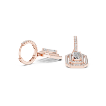 Load image into Gallery viewer, Rose gold earing and moissanite diamond accents on a white background