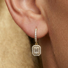 Load image into Gallery viewer, moissanite Diamond earring worn on an ear with a neutral background