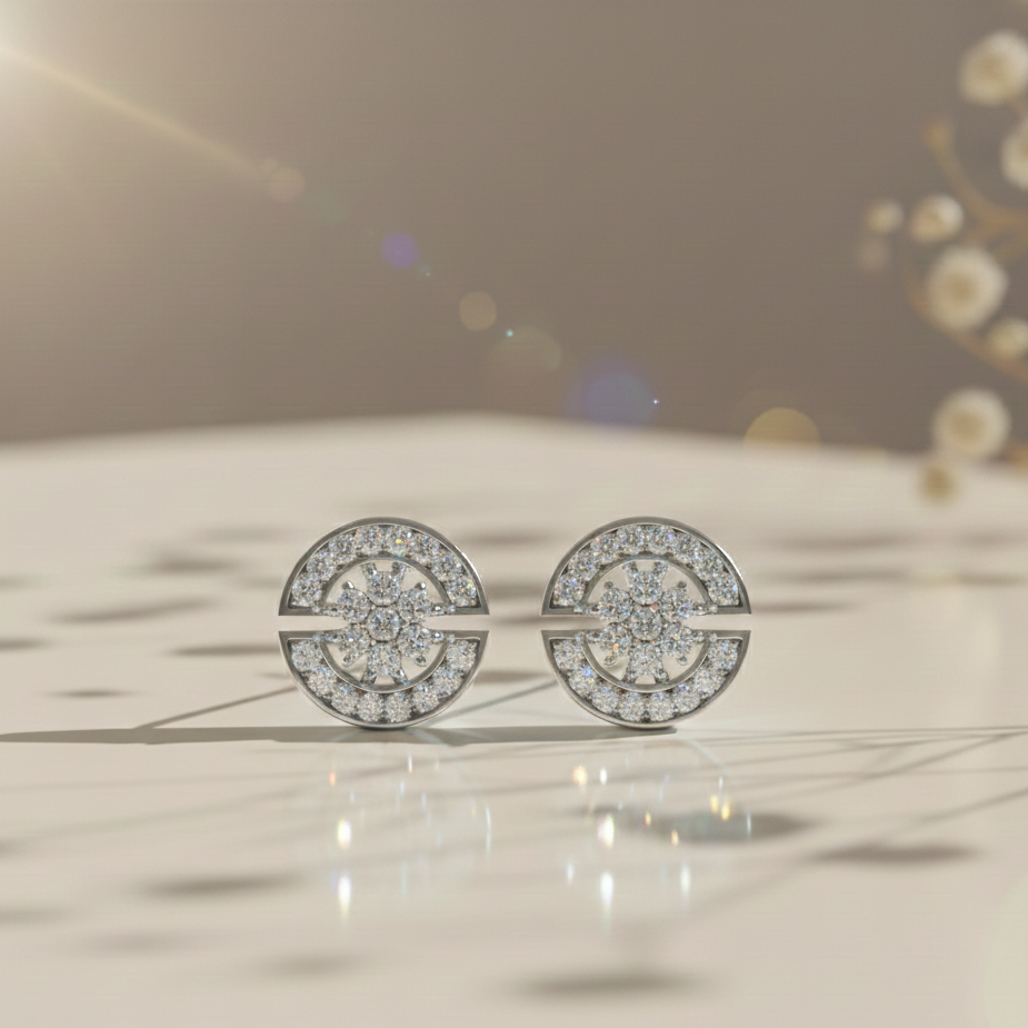 Moon studded earrings