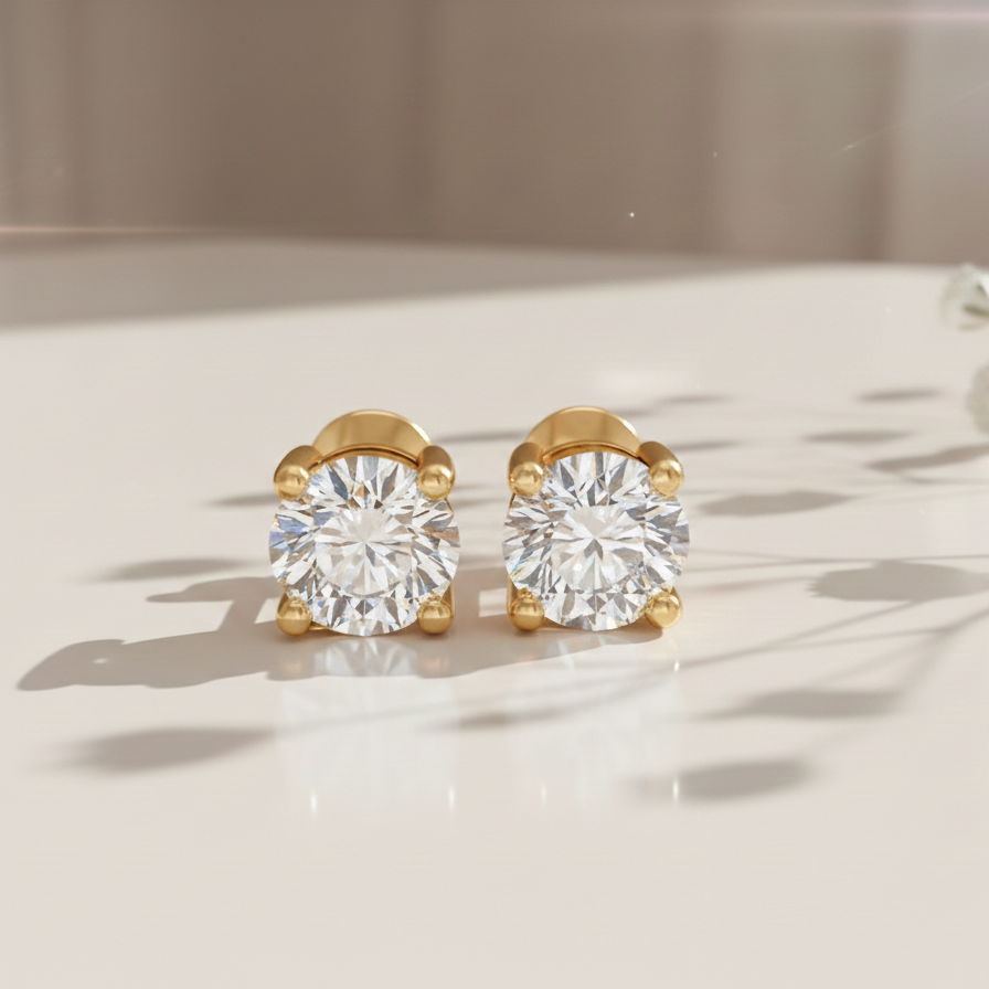 Round 1ct Solitaire Studs for her