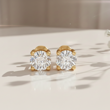 Load image into Gallery viewer, Round 1ct Solitaire Studs for her