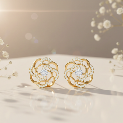Rose Bloom Swirl Sterling Silver Earrings for Women