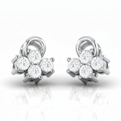 Dainty Floral Sterling Silver Earrings for Women