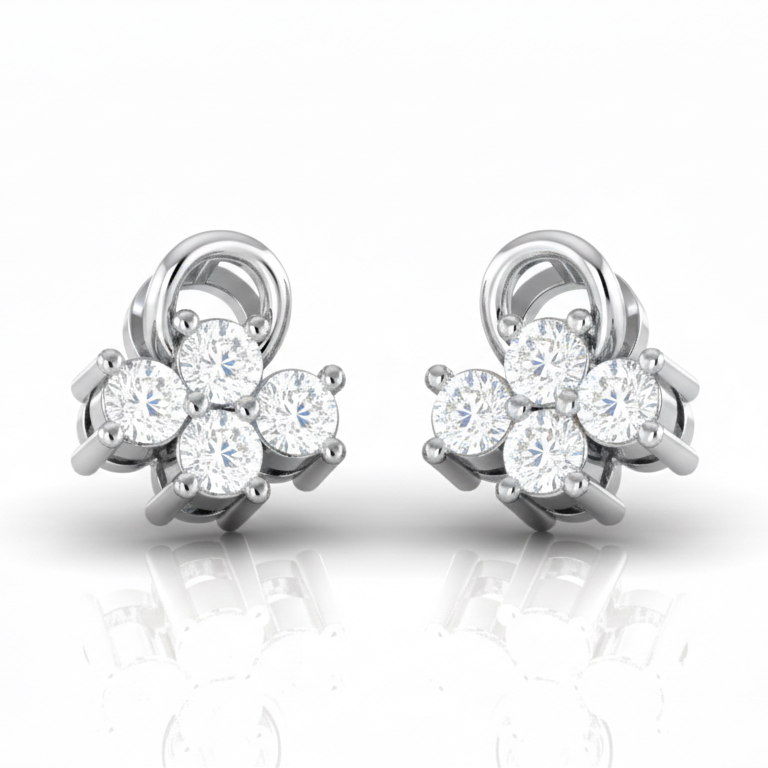 Dainty Floral Sterling Silver Earrings for Women