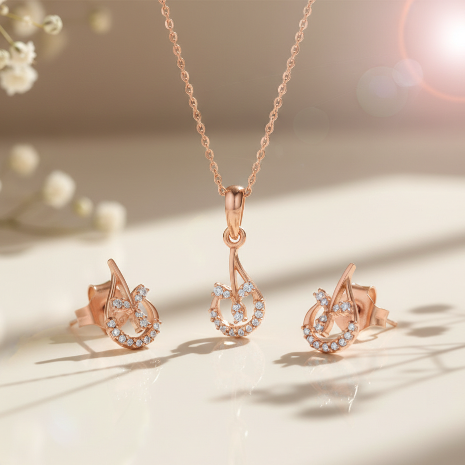 Rose Gold Dew Pendant Set