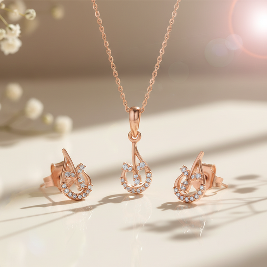 Rose Gold Dew Pendant Set