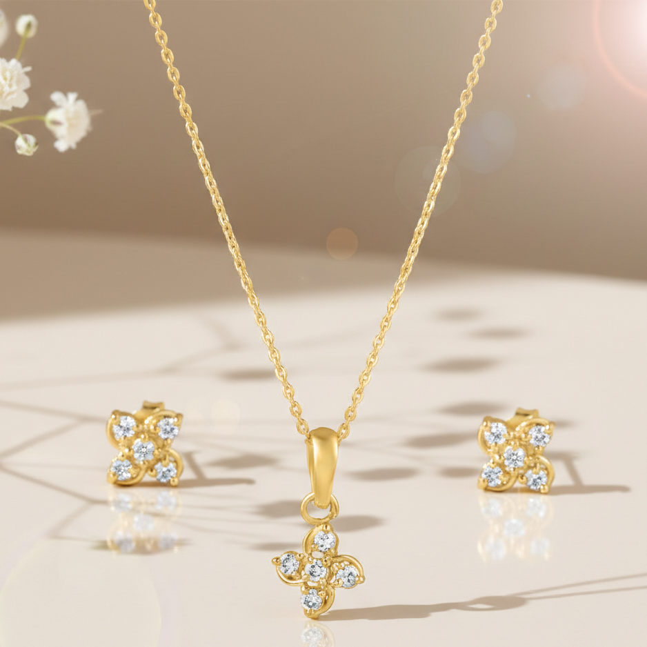 Windmill yellow gold pendant set
