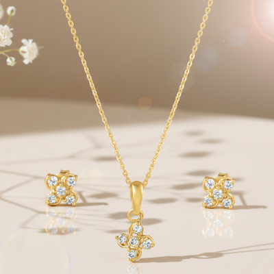 Windmill yellow gold pendant set