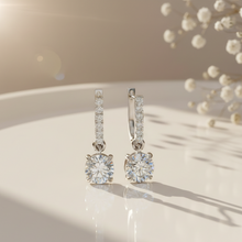 Load image into Gallery viewer, Solitaire Dangling Hoop Sterling Silver Earrings for Her