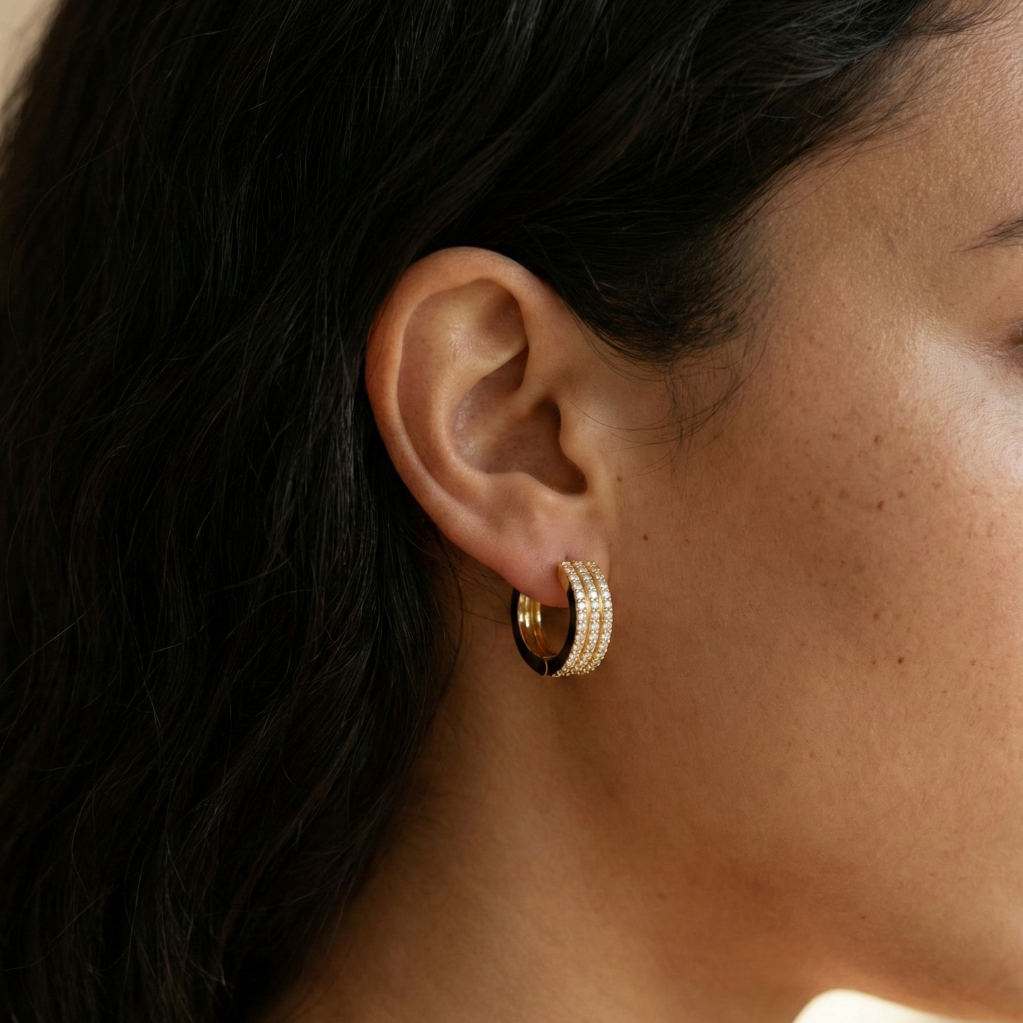 Trinity Diamond sparkle hoop bali earrings for her
