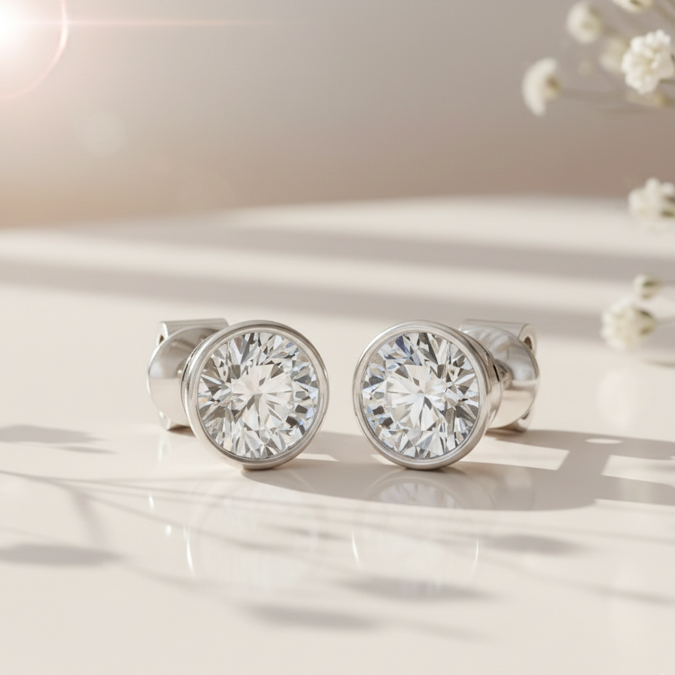 Infinity Glow 1ct Besel Stud earrings for her