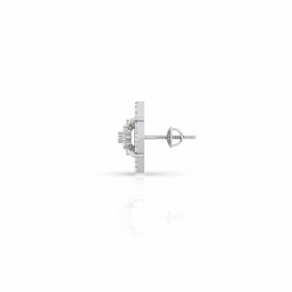 Diamond Shape Sparkling Sterling Silver Earrings for Women