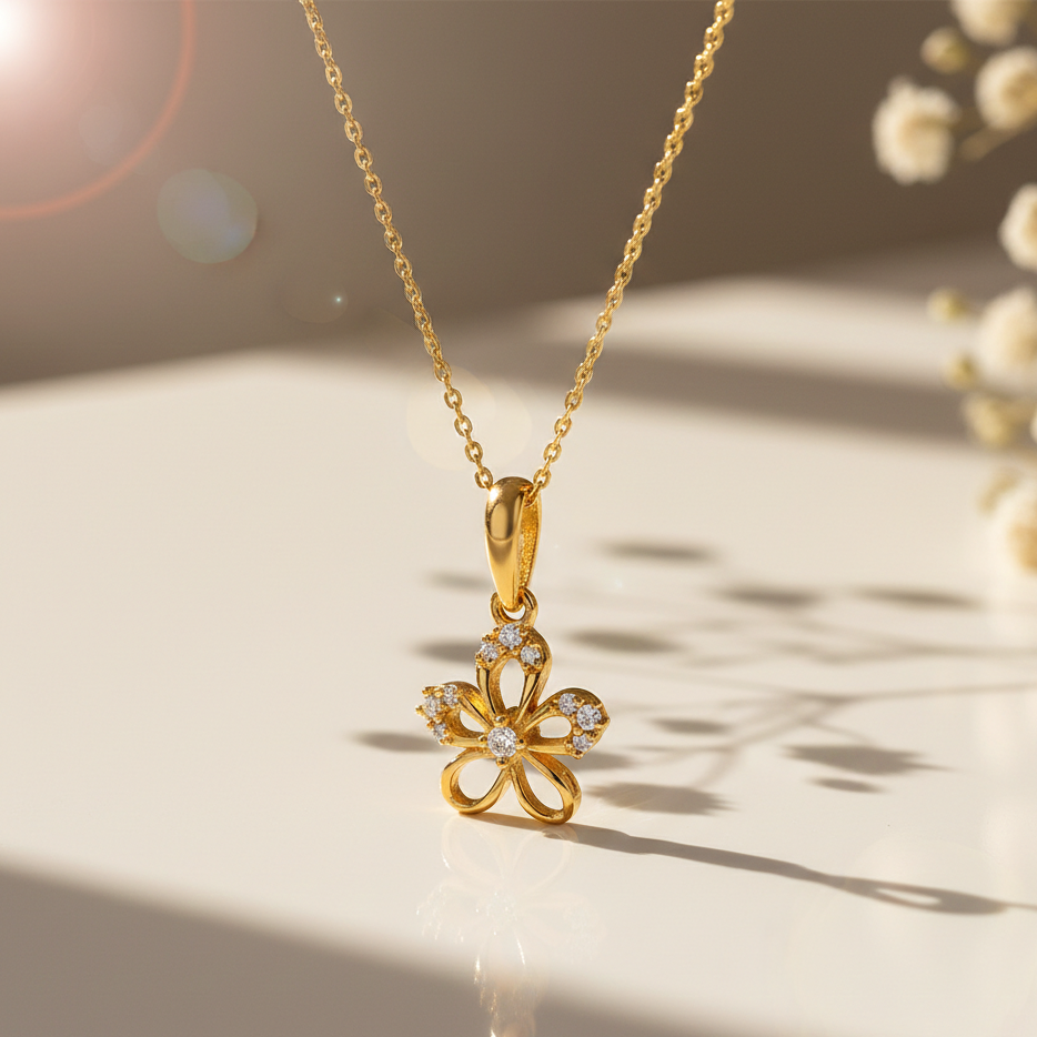 Gold Petal Floral Pendant