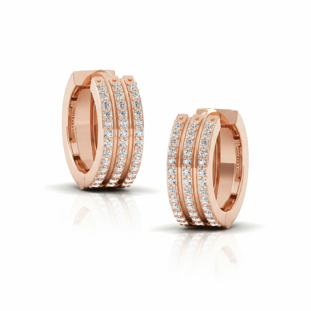 Trinity Diamond sparkle hoop bali earrings for her