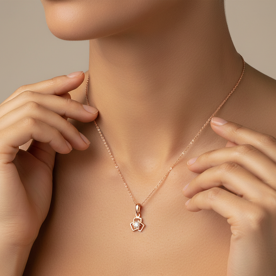 Rose Gold Mini Hex Pendant
