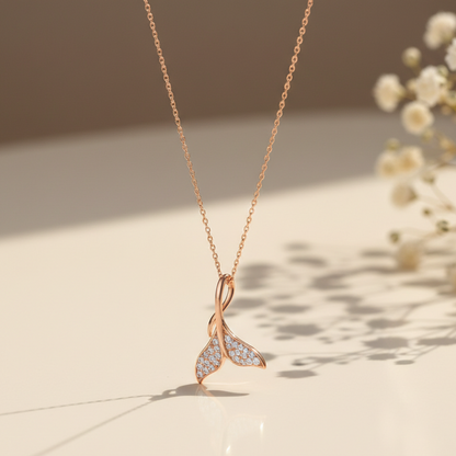 Dolphin Tail rose gold necklace
