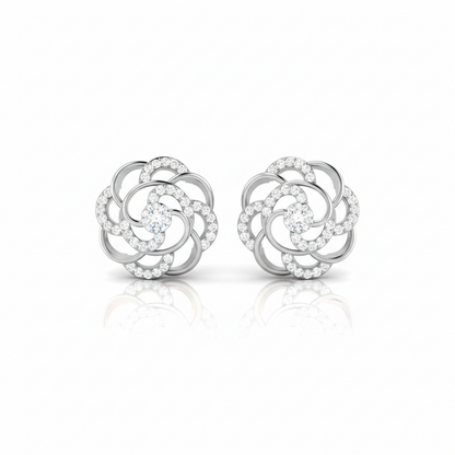 Rose Bloom Swirl Sterling Silver Earrings for Women