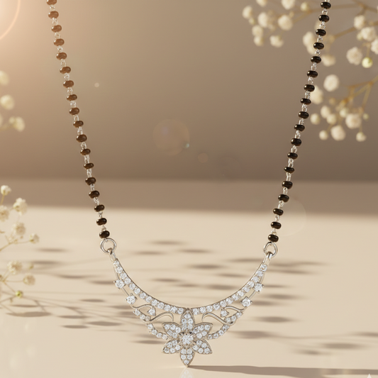 Silver Lily mangalsutra