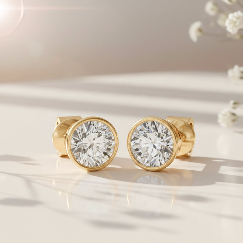 Infinity Glow 1ct Besel Stud earrings for her