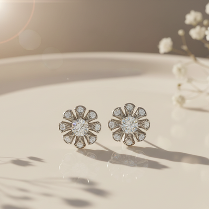 Floral Bloom Sterling Silver Earrings for Her