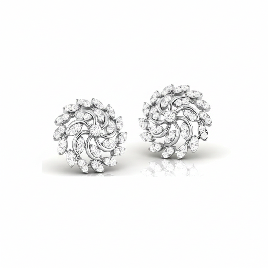 Radiant Petal Swirl Sterling Silver Earrings for Women