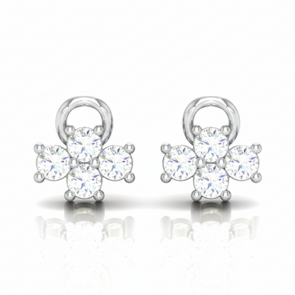 Dainty Floral Sterling Silver Earrings for Women