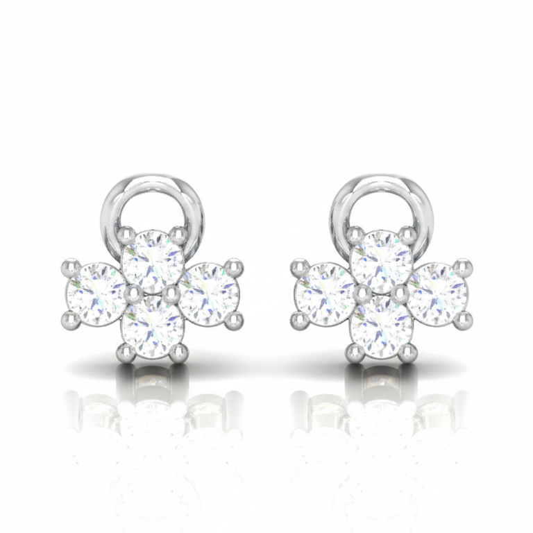 Dainty Floral Sterling Silver Earrings for Women