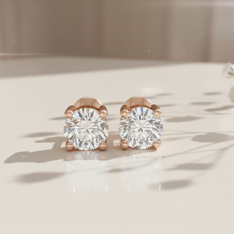 Round 1ct Solitaire Studs for her