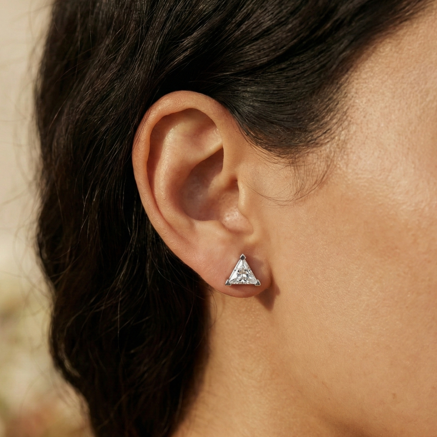 Trillion Cut Diamond Stud Earrings for her