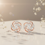 Rose Bloom Swirl Sterling Silver Earrings for Women