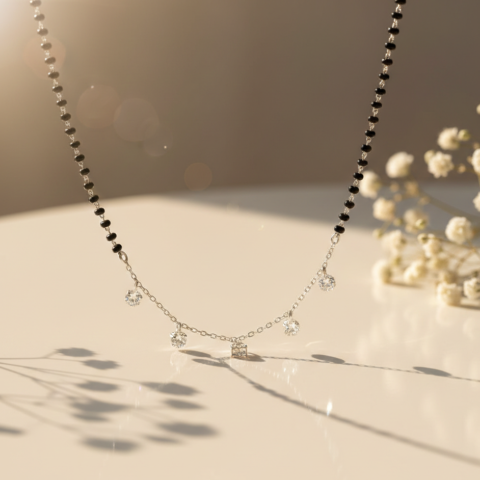 Silver star mangalsutra