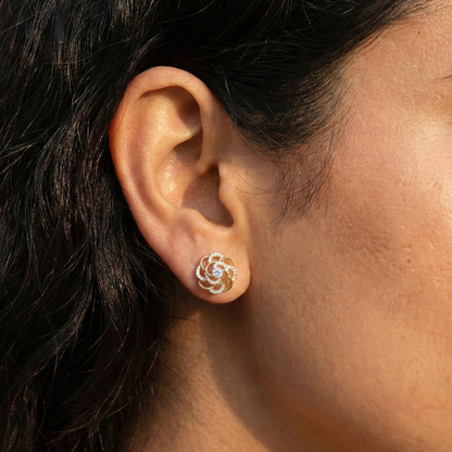 Rose Bloom Swirl Sterling Silver Earrings for Women